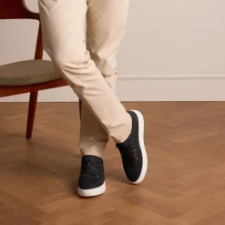 Manfield Navy nubuck sneakers^Heren Sneakers