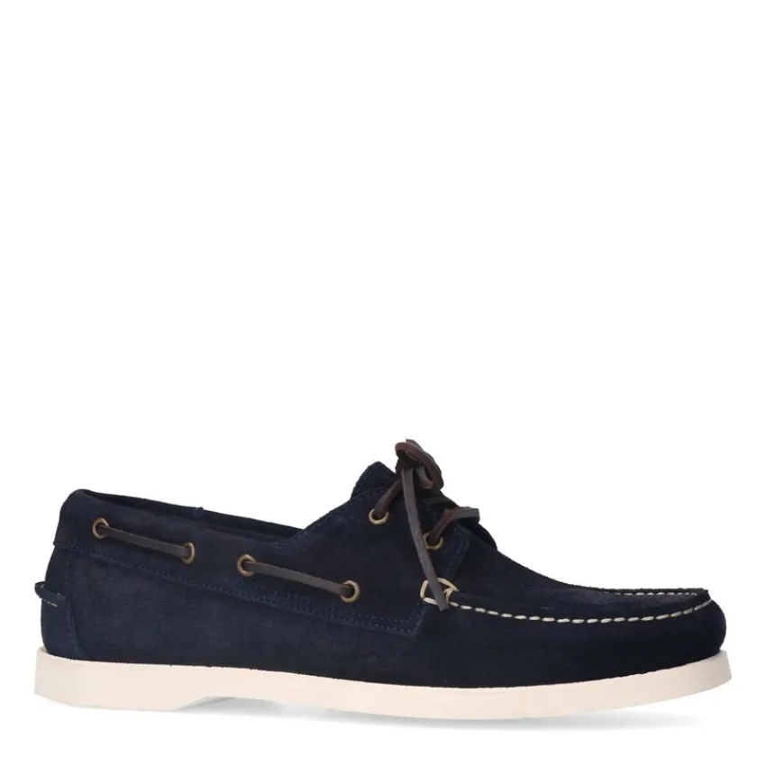 Manfield Navy suède bootschoenen^Heren Veterschoenen|Loafers