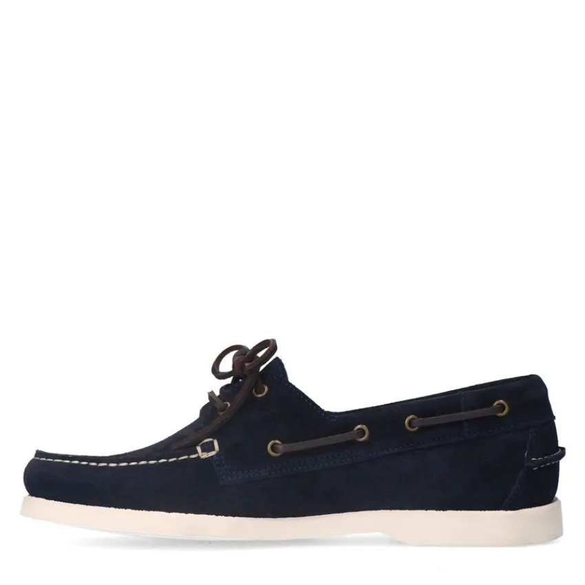 Manfield Navy suède bootschoenen^Heren Veterschoenen|Loafers