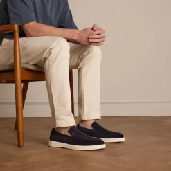 Manfield Navy suède loafers^Heren Loafers