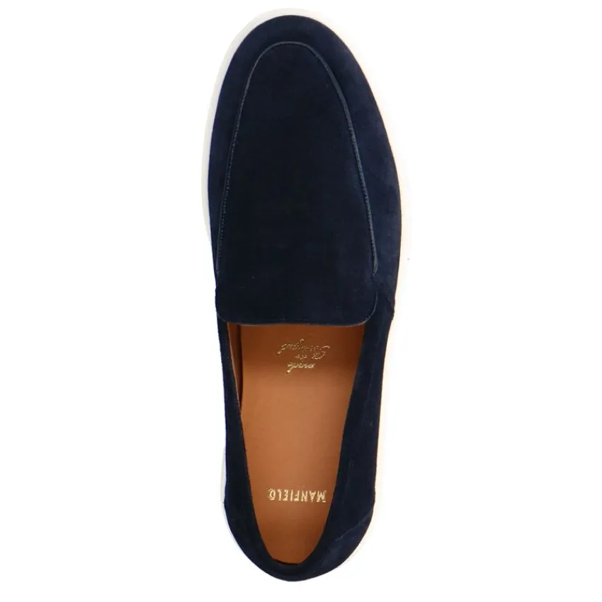 Manfield Navy suède loafers^Heren Loafers