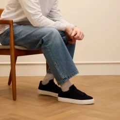 Manfield Navy suède sneakers^Heren Sneakers