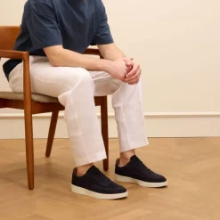 Manfield Navy suède sneakers^Heren Sneakers