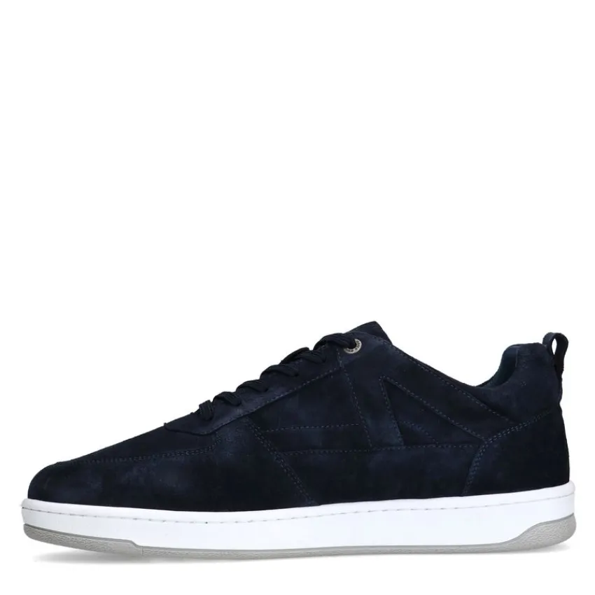 Manfield Navy suède sneakers^Heren Sneakers