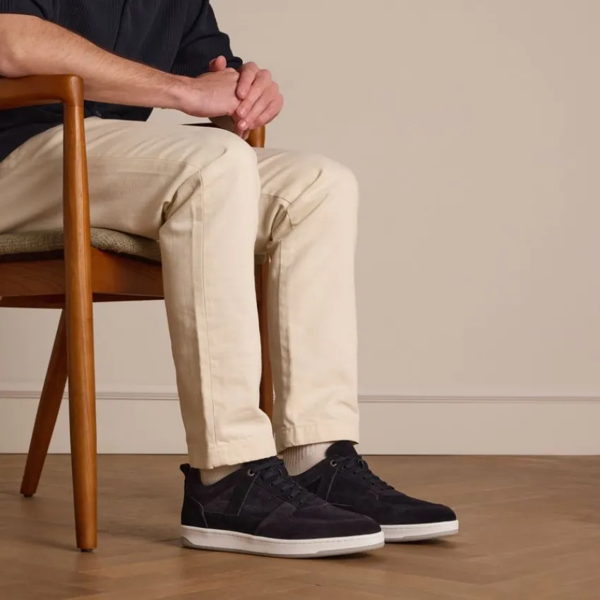 Manfield Navy suède sneakers^Heren Sneakers