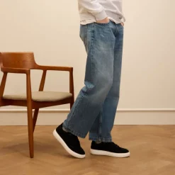 Manfield Navy suède sneakers^Heren Sneakers