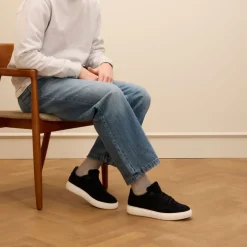 Manfield Navy suède sneakers^Heren Sneakers