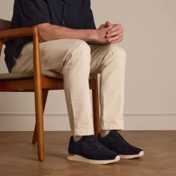 Manfield Navy suède sneakers^Heren Sneakers