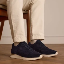 Manfield Navy suède sneakers^Heren Sneakers