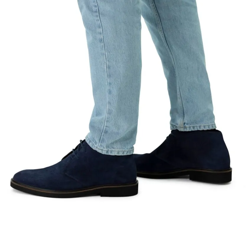 Manfield Navy suède veterboots^Heren Boots