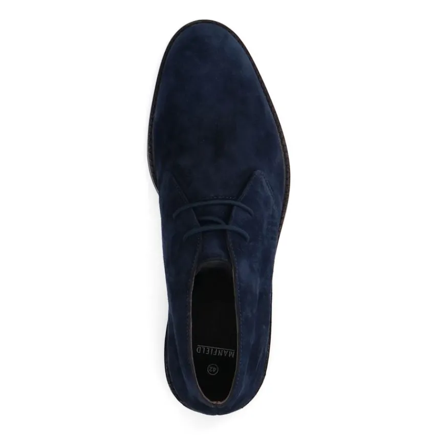 Manfield Navy suède veterboots^Heren Boots