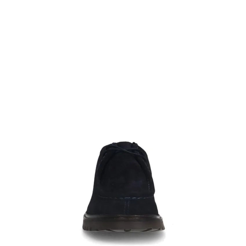 Manfield Navy suède veterschoenen^Heren Veterschoenen