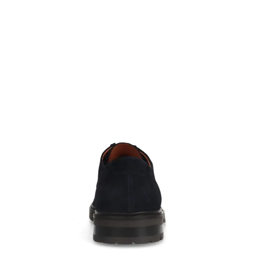 Manfield Navy suède veterschoenen^Heren Veterschoenen