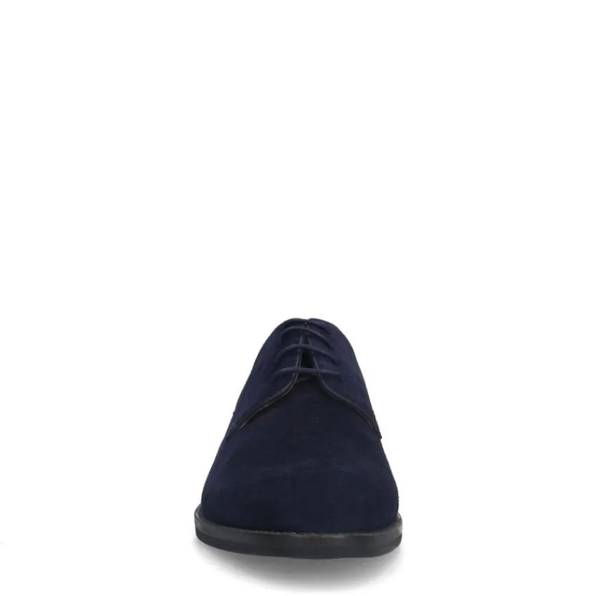 Manfield Navy suède veterschoenen^Heren Veterschoenen