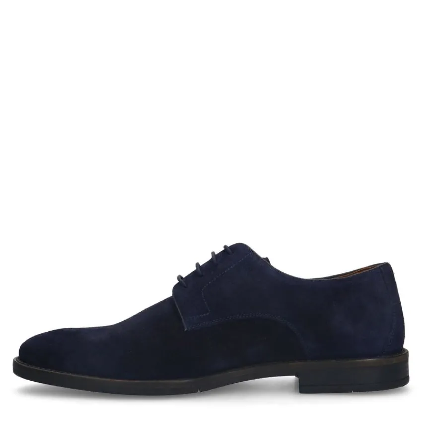 Manfield Navy suède veterschoenen^Heren Veterschoenen