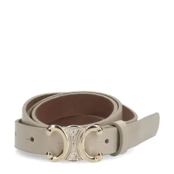 Manfield Off white leren riem^ Riemen