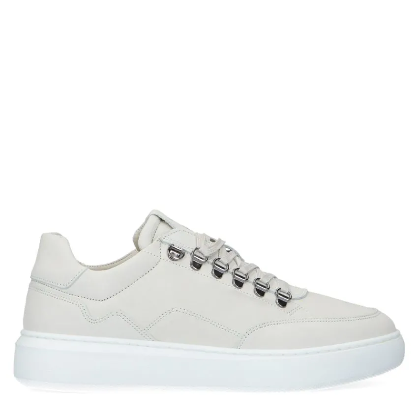 Manfield Off white nubuck sneakers^Heren Sneakers