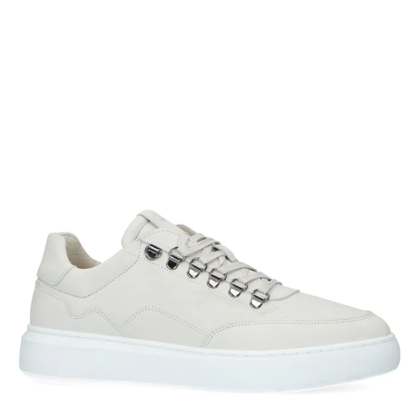 Manfield Off white nubuck sneakers^Heren Sneakers
