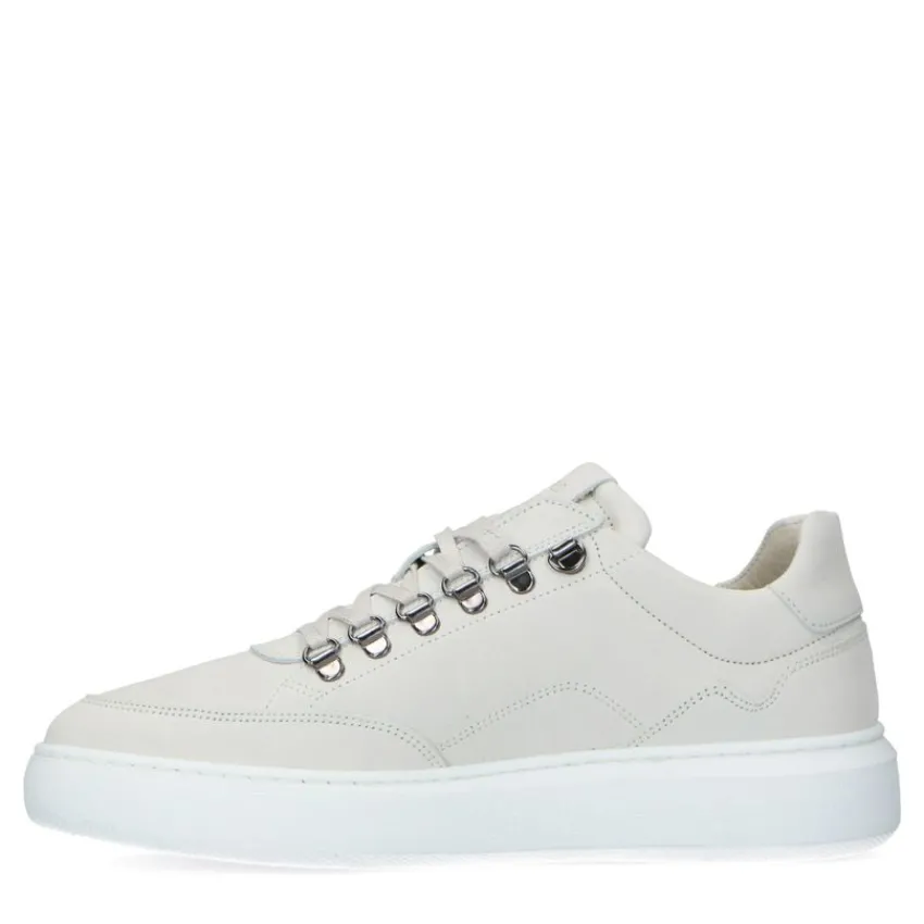 Manfield Off white nubuck sneakers^Heren Sneakers