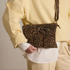 Manfield Panter suède schoudertas^ Schoudertassen