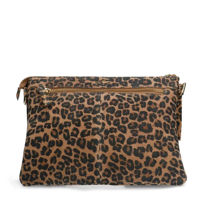 Manfield Panter suède schoudertas^ Schoudertassen