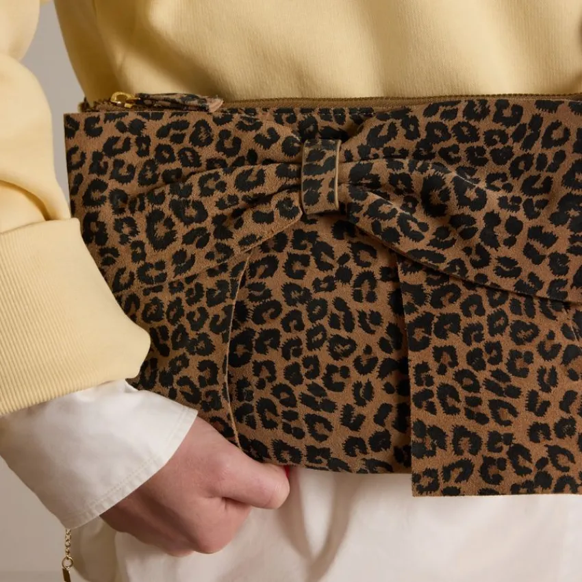 Manfield Panter suède schoudertas^ Schoudertassen