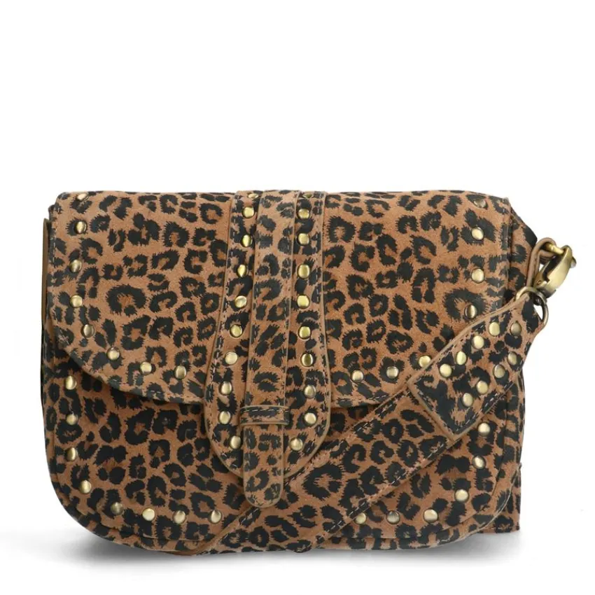 Manfield Panter suède schoudertas met strik^ Schoudertassen