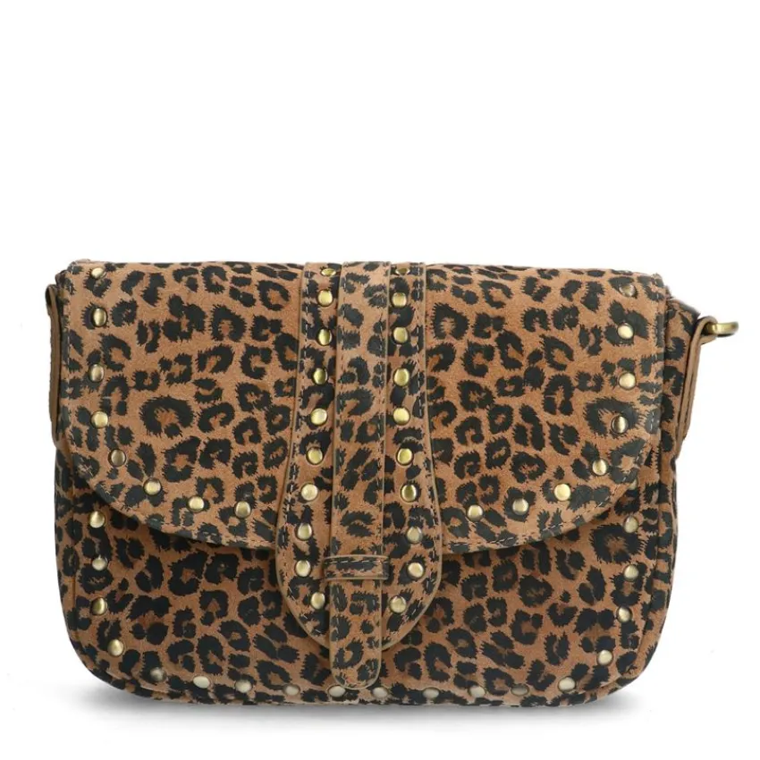 Manfield Panter suède schoudertas met strik^ Schoudertassen