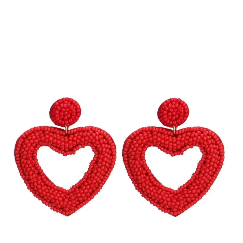 Manfield Rode kralen hartjes oorbellen^ Sieraden