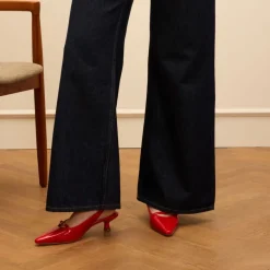 Manfield Rode lak slingbacks^DAMES Pumps|Slingbacks