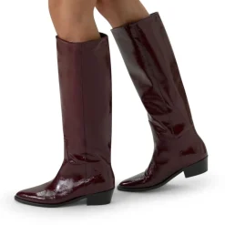 Manfield Rode lakleren hoge laarzen^DAMES Laarzen