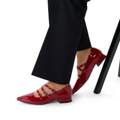 Manfield Rode lakleren loafers met hak^DAMES Loafers