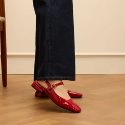 Manfield Rode lakleren slingbacks^DAMES Pumps|Slingbacks