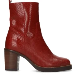 Manfield Rode leren enkellaarsjes met hak^DAMES Enkellaarsjes