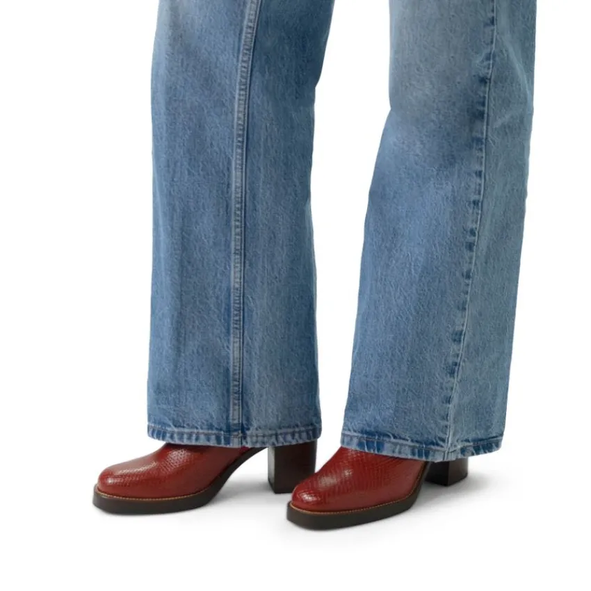 Manfield Rode leren enkellaarsjes met hak^DAMES Enkellaarsjes