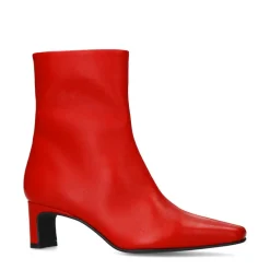 Manfield Rode leren enkellaarsjes met hak^DAMES Enkellaarsjes