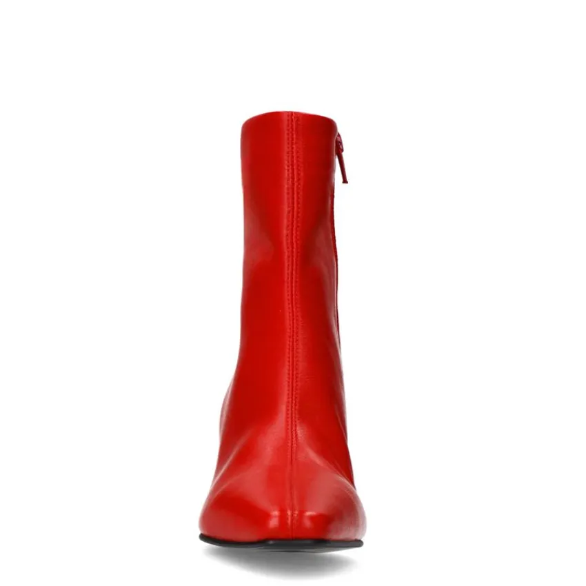 Manfield Rode leren enkellaarsjes met hak^DAMES Enkellaarsjes