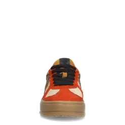 Manfield Rode leren sneakers met suède details^DAMES Sneakers