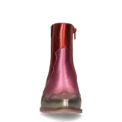 Manfield Rode metallic leren cowboy laarzen^DAMES Enkellaarsjes