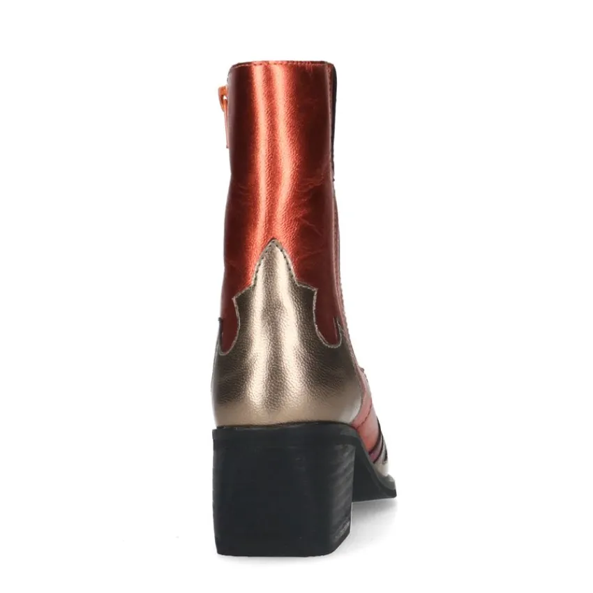 Manfield Rode metallic leren cowboy laarzen^DAMES Enkellaarsjes