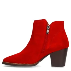 Manfield Rode suède enkellaarsjes met hak^DAMES Enkellaarsjes