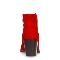 Manfield Rode suède enkellaarsjes met hak^DAMES Enkellaarsjes
