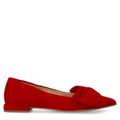 Manfield Rode suède loafers met strik^DAMES Loafers