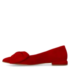 Manfield Rode suède loafers met strik^DAMES Loafers