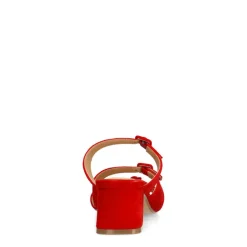 Manfield Rode suède sandalen met hak en gespjes^DAMES Sandalen