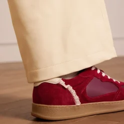 Manfield Rode suède sneakers^DAMES Sneakers