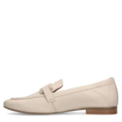 Manfield Roomwitte leren loafers met detail^DAMES Loafers