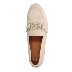 Manfield Roomwitte leren loafers met detail^DAMES Loafers