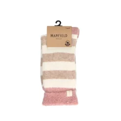 Manfield Roze gestreepte cosy sokken^ Sokken