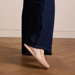 Manfield Roze leren sneakers^DAMES Sneakers